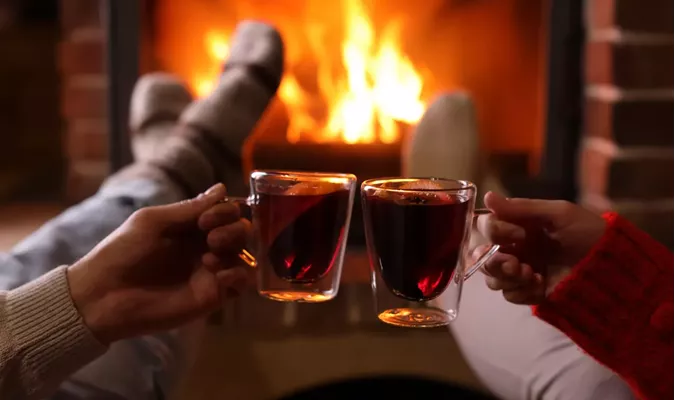 Mulled wine by the fire