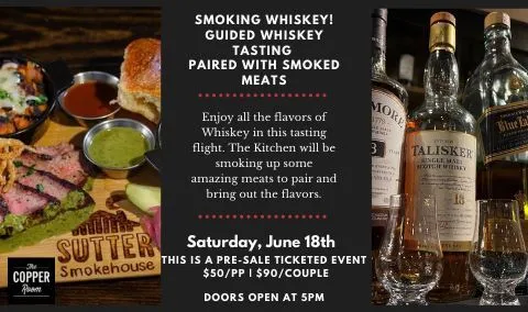 Smoking Whiskey! Guided Whiskey Tasting paired with smoked meats