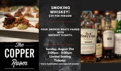 Smoking Whiskey! Guided Whiskey Tasting paired with Smoked Meats